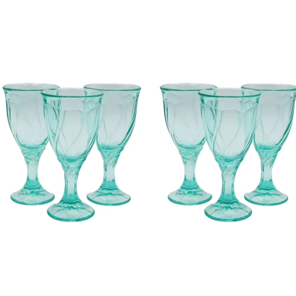 Vintage‎ 1990s Noritake Sweet Swirl Aqua Glasses Set of 6